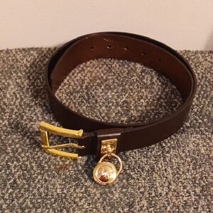 Michael Kors Gold Buckle Brown Leather Belt Size medium M